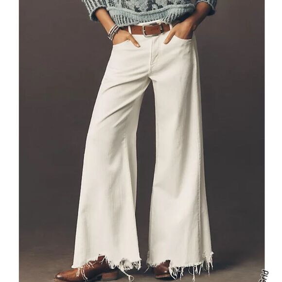 Anthropologie Pilcro The Adi Midrise Flare White Jeans 26 Women - Picture 1 of 12